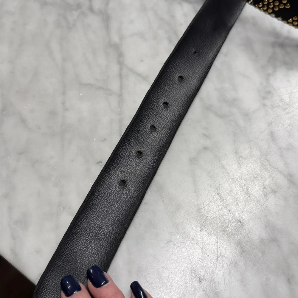 Kippys Black Leather Belt Gold Studding Chrystal Embellishment Approx 37.5